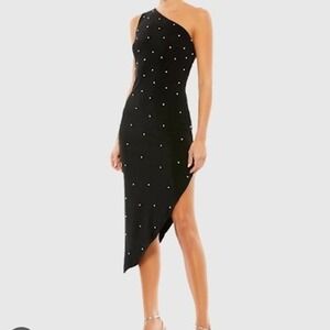 Elegant Black Asymmetrical Midi Dress